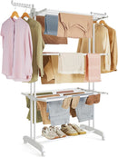 SONGMICS Clothes Drying Rack Stand 4-Tier, Foldable Laundry Drying Rack 68.1-Inch Tall, Stainless Steel, Rolling Clothes Horses Dryer Rack, Easy to Assemble, Indoor Outdoor Use, Cloud White ULLR701W03 by TinyTreasures Baby Boutique
