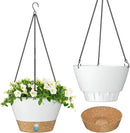 ZMTECH 8 Inch Hanging Planters for Indoor Plants, Hanging Baskets for Plants Outdoor with Visible Water Level, Hanging Flower Pots with Drainage Holes & Removable Tray(2 Pack, White) by CozyNest Decor
