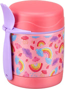 10oz Soup Thermo for Hot Food Kids,Lunch Thermo Kids Food Jar with Spoon Hot Insulated Food Containers,Leak Proof Stainless Steel Wide Mouth Lunch Food Thermo Jar for School(Pink-Rainbow) by TinyTreasures Baby Boutique