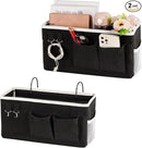 Bedside Storage Caddy/Bedside Hanging Storage Bag for Headboards Bunk Beds Dorm Rooms Book Phone Magazine Holder (2PC Black) by CozyNest Decor