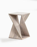 Modern Hand Made One-of-a-Kind Carved Mango Wood End Table, Farmhouse Side Table,Farmhouse End Table,Living Room,Bedroom, Accent Table, Contemporary Architectural Designed Whitewash,Assembled by CozyNest Decor