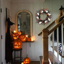 20-Inch Halloween Wreath - Handmade Orange & Black Berry Wreath with Adorable Mini Ghosts, Spooky Front Door Decor for Halloween Party by CozyNest Decor