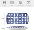 Selamica Ceramic Rectangular Serving Platters Set of 4, 12 Inch Serving Trays/Dishes for Party Entertaining, Rectangular Dinner Plates for Appetizer Salad Dessert Sushi, Vintage Blue by CozyNest Decor