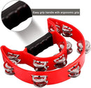 EastRock Double Row Tambourine,Metal Jingles Hand Held Percussion-Half Moon Tambourine for Kids, Adults, KTV, Party (Red) by TinyTreasures Baby Boutique