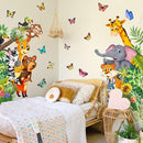 Jungle Animal Wall Decals, Cartoon Animal Sticker Safari Elephant Lion Monkey Wall Decals for Baby Room Playroom Bedroom Classroom Kindergarten Decor by TinyTreasures Baby Boutique