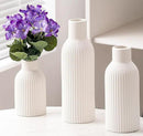 Ceramic Vase Set of 3, Flower Vases for Spring Room Decor, Kitchen Farmhouse, Modern Boho Style(White) by GreenHaven Gardens
