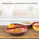 greenandlife 9 Inch 4PCS Unbreakable Portion Control Plates, Divided Plates for Kids Adults, Dishwasher & Microwave Safe Compartment Plate, Lightweight Reusable Wheat Straw Plate, BPA Free by CozyNest Decor