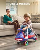 FanttikRide 6V N7 Classic Electric Wiggle Car with Pedal, Rechargeable Battery, Ride on Toys, Swing Car, 2 Speeds, Anti-Rollover, Flashing Light Wheels, Bluetooth, for Ages 3 and Up, 150 Lbs, Blue by TinyTreasures Baby Boutique