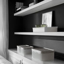 La Jolie Maison Fluted Cardboard Storage Baskets with Vegan Leather Lids, Sturdy Stackable Paper Boxes Decorative Tray, Modern Basket Organizer Bins Bathroom Bedroom Organizing, Storm Grey, Set of 3 by CozyNest Decor