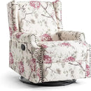 UIXE Swivel Rocker Manual Recliner Chairs Set of 2, Wingback Swivel Glider Fabric Nursery Reclining Sofa Chair, High Back Upholstered Arm Chair for Living Room Bedroom - Beige Floral by CozyNest Decor
