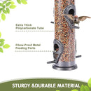 MIXXIDEA 2PK Metal Wild Bird Feeder Squirrel Proof Bird Feeders for Outside Hanging 6 Port Tube Bird Feeder Transparent Finch Feeder with Steel Hanger (Grey) by CozyNest Decor
