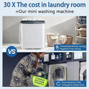 Portable Mini Twin Tub 22lbs Washing Machine With Drying Rack& 10 Hangers, 13lbs Washer & 9lbs Spinner, Small Laundry Washer with Time Control for Camping, Apartments, RV (22lbs) by CozyNest Decor