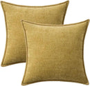 MIULEE Pack of 2 Couch Throw Pillow Covers 18x18 Inch Mustard Yellow Farmhouse Decorative Pillow Covers with Stitched Edge Soft Chenille Solid Dyed Fall Pillow Covers for Sofa Bed Living Room by CozyNest Decor