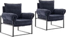YISHENG Accent Chair with 6-Angle Adjustable Backrest, Chenille Fabric Living Room Chair Upholstered Lounge Chair, Modern Chair Cozy Reclining Chair for Reading Room, Set of 2 Dark Blue by CozyNest Decor