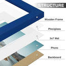 Vittanly 8x10 Picture Frame Set of 9 - Display 5x7 Photos with Mat or 8x10 Without Mat, Wall Mount & Tabletop Frames for Home Decor, Horizontal or Vertical (Blue) by CozyNest Decor