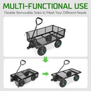Taifa Heavy Duty Utility Steel Garden Cart 880 Lbs Capacity with Detachable Side Panels Convert to Flatbed for Yard Lawn and Farm, Metal Wagon with 180° Rotating Handle, Black by GreenHaven Gardens