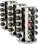 Kamenstein 20 Jar Revolving Countertop Spice Rack with Spices Included, FREE Spice Refills for 5 Years, Polished Stainless Steel with Black Caps, 30020 (Pack of 3) by CozyNest Decor