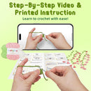 WaldyWop Crochet Kit for Beginners: 4 Flower Bracelets Knitting Kits for Adults Women w/Easy Yarn & Step-by-Step Video Tutorials - Wobbles Crochet Starter Kit for Kids Girls, Birthday Gift for Mom Kid by TinyTreasures Baby Boutique
