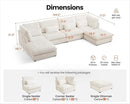 Oversized Modular Sofa, Extra Deep Cloud Corduroy Sectional Couch with Ottoman Chaise, Fluffy Chenille 6 Seat U-Shaped Sofa for Living Room, Villa (U Shape 6 Seater, Corduroy White) by CozyNest Decor