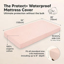 Waterproof Crib Mattress Protector Cover Fitted - 2-Pack Quiet Baby Crib Mattress Pad Sheets, 52" x 28" Soft Quilted Cotton Baby Sheet, Machine Washable, Easy Fit, Durable (Mist Rose/Mavy) by TinyTreasures Baby Boutique