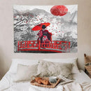 Japanese Red Geisha Tapestry Asian Cherry Blossom Red Sun Traditional Kimono Folk Tapestries Home Decor for Living Room Bedroom Apartment Farmhouse Dorm 40"x30" by CozyNest Decor