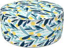 LVTXIII Outdoor/Indoor Inflatable Stool Ottoman, All Weather Patio Footrest Pouf, Portable Round Ottoman for Patio Garden, Camping or Home, D21xH9 Inches, Blue Leaves by CozyNest Decor