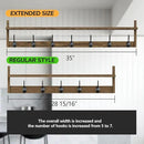 BAMEOS Coat Rack Wall Mount, Large Wooden Coat Hooks with Shelf, 35" L, 7 Dual Metal Hooks for Entryway, Bathroom, Kitchen, Living Room, Bedroom by CozyNest Decor