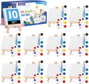 ESRICH 10 Set Mini Canvas Painting Kit, Minis Acrylic Paint Set, St. Patrick's Party Gifts,4 * 4inCanvas with Easel, Acrylic Paints,Brushes,Palette,Mini Easel Canvas for Kids Adults Painting Party by TinyTreasures Baby Boutique
