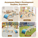 Pikler Triangle Set with Cushion, 8-in-1 Toddler Climbing Toys Indoor, Wooden Montessori Climbing Set with Arch Ramp,Ladder&Tent Cloth, Baby Indoor Climber Jungle Gyms for Toddlers Toy, Blue by TinyTreasures Baby Boutique