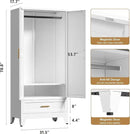 71'' Farmhouse Metal Wardrobe Cabinet with Hanging Rod, 2 Barn Door Wardrobe Closet with Adjustable Shelves,Drawer,for Dining Room,Bedroom,Living Room, Cloak Room,Office (White) by CozyNest Decor