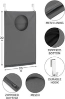 Hanging Laundry Hamper Bag – Space-Saving Dirty Clothes Storage with Free Adjustable Stainless Steel Over-the-Door Hooks & 2 Suction Cup Hooks – Ideal for bathrooms, bedrooms & dorms by CozyNest Decor