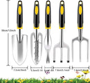 FEBSNOW Garden Tool Set - 5 Pieces Heavy Duty Gardening Hand Tools Kit Include Garden Trowel, Garden Rake, Spade Shovel, Weeder, Cultivator for Men, Women