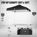 10x10 Pop Up Canopy, 300D Silver Coated Black Fabric Outdoor Gazebo, Beach Tent Slant Legs with Storage Bag,Easy Up Sun Shade Shelter Tents with 8x8 Top Cover for Patio,Party by GreenHaven Gardens