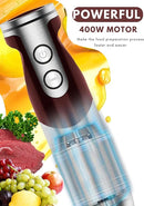 MegaWise 5-in-1 Immersion Hand Blender Set with Variable Speed, 400W, Stainless Steel - Includes Chopper, Whisk, Milk Frother, and Beaker - Ideal for Soups, Smoothies, Baby Food & More (RED) by TinyTreasures Baby Boutique