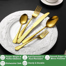 40 Pcs Gold Silverware Set for 8 with Water Cube Handle design, Food Grade Stainless Steel Flatware Set, Eating Utensils Sets Include Fork/Knife/Spoon, Reusable Cutlery Set, Dishwasher Safe by CozyNest Decor