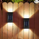2 Pack Solar Wall Lamps, Solar Fence Lights, Deck Light, LED Solar Wall Lights for Home Garden Porch, Up and Down Lighting Lamp (White Light) by GreenHaven Gardens