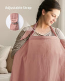 Blissful Diary Muslin Nursing Cover for Breastfeeding, Breathable Breastfeeding Cover up with Arch Neckline for Women, Nursing Apron (Dusty Pink) by TinyTreasures Baby Boutique