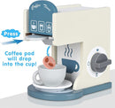 Play Kitchen Accessories Kids Wooden Coffee Maker Toy Espresso Machine Toddler Toy Kitchen Sets for Girls and Boys (Coffee Maker) (White) by TinyTreasures Baby Boutique