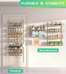 Over The Door Pantry Organizer, Wall Mount Spice Rack, Pantry Hanging Storage and Organization, 6 Adjustable Baskets Heavy-Duty Metal for Home & Kitchen, Back of Door Seasoning Rack - White by CozyNest Decor