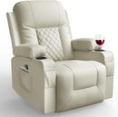 Recliner Chairs for Adults, Massage Rocker with Heated Modern Ergonomic Lounge 360 Degree Swivel Single Sofa Seat Living Room Lounge Recliners Ivory White by CozyNest Decor