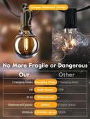 Outdoor String Lights 25 Feet G40 Globe LED Patio Lights with 13 Edison Plastic Bulbs(1 Spare), Waterproof Connectable Hanging Lights for Backyard Porch Balcony Party Decor, E12 Socket Base, Black by GreenHaven Gardens