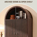 71" Tall Arched Bathroom Storage Cabinet, Modern Fluted Storage Cabinet w/Doors, 3 Adjustable Shelves, 6 Door Shelves, Wood Freestanding Cabinet for Bathroom, Entryway, Hallway, Brown by CozyNest Decor