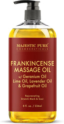 MAJESTIC PURE Frankincense Scar and Stretch Massage Oil for Massage Therapy - Refreshing, and Relaxing - Natural Oils with Frankincense Essential Oil - for All Skin Types - Men and Women - 8 fl oz by CozyNest Decor