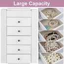 Meangood White Jewelry Box Wood for Women, 6-Layer Large Organizer Box with Mirror & 5 Drawers for Rings, Earrings, Necklaces, White by TinyTreasures Baby Boutique