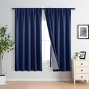 XWZO 100% Blackout Curtains with Tiebacks- Extra Wide Full Shade Window Drapes Thermal Insulated Double Layer with Black Liner for Bedroom/Living Room, Rod Pocket, Navy Blue, W70 x L63, Set of 2 by TinyTreasures Baby Boutique
