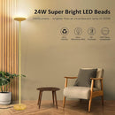 BoostArea Torchiere Floor Lamp, 24W Super Bright LED Standing Lamp, 3000K Stepless Dimmable Pole Lamp with Rotary Switch, 70 Inch Tall Metal Modern Floor Lamps for Living Room/Bedroom/Office/Den, Gold by CozyNest Decor