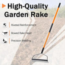 Garden Rake - 14 Tine Heavy Duty Rake with 58 Inch Fiberglass Handle by GreenHaven Gardens