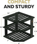Cabinet Organizer Shelf - Bamboo Corner Rack for Kitchen Counter, Cabinet Space Saver for Plates, Dishes, Bowls, Bread Pantry, Bathroom Storage or Countertop Stand, Black by CozyNest Decor