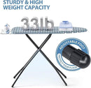 KINGBOARD Ironing Board, Foldable Iron Board with Iron Rest, Compact Ironing Board with Height Adjustable, Extra Thick Heat-Resistant Cover, Heavy-Duty Sturdy Metal Legs, 43x13 Blue by CozyNest Decor