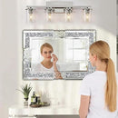 Crushed Diamond Decorative Wall Mirrors, 27.7x39.5 Inch Rectangle Living Room Mirrors for Wall Decor, Modern Glam Bathroom Dining Room Entryway Mirror Silver by CozyNest Decor